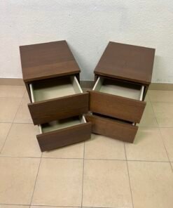 Minimalist Walnut 2-Drawer Nightstand Set – Handleless Bedside Tables with Rich Wood Grain Finish (Set of 2) - Image 10