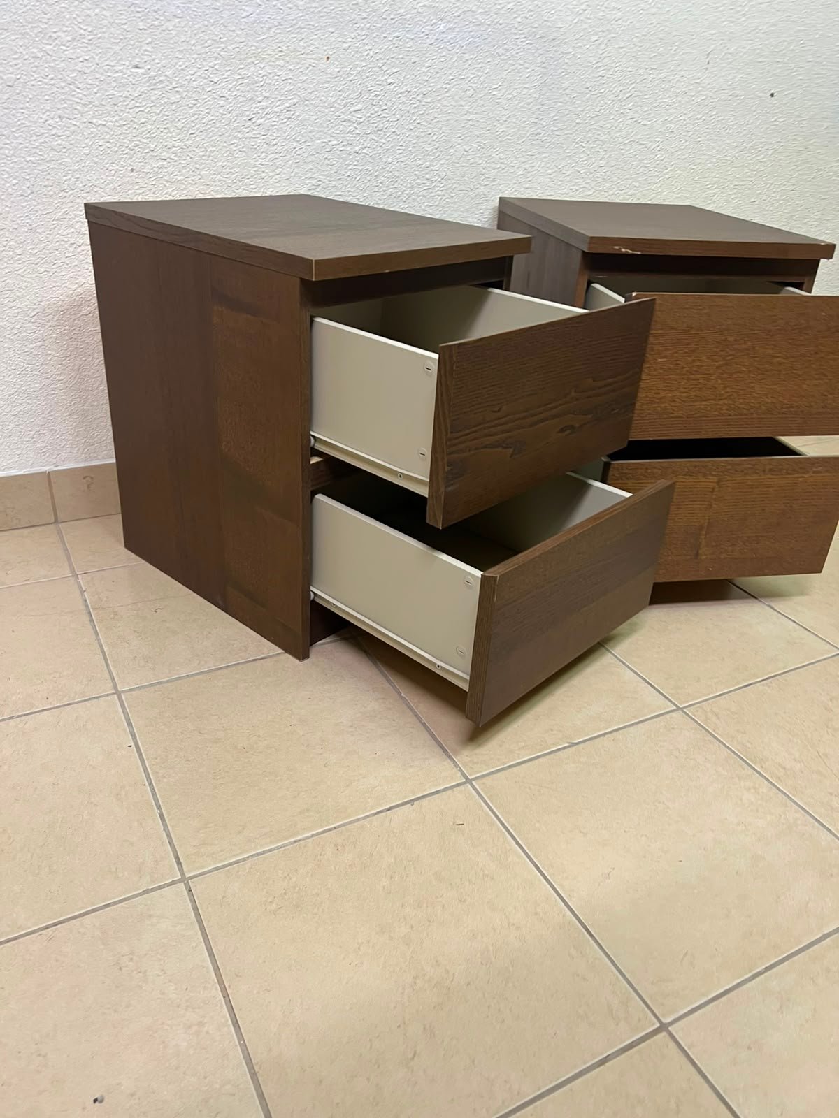 Minimalist Walnut 2-Drawer Nightstand Set – Handleless Bedside Tables with Rich Wood Grain Finish (Set of 2) - Image 11