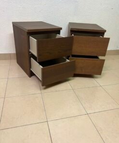 Minimalist Walnut 2-Drawer Nightstand Set – Handleless Bedside Tables with Rich Wood Grain Finish (Set of 2) - Image 12