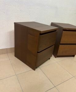 Minimalist Walnut 2-Drawer Nightstand Set – Handleless Bedside Tables with Rich Wood Grain Finish (Set of 2) - Image 13