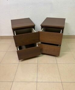 Minimalist Walnut 2-Drawer Nightstand Set – Handleless Bedside Tables with Rich Wood Grain Finish (Set of 2) - Image 14