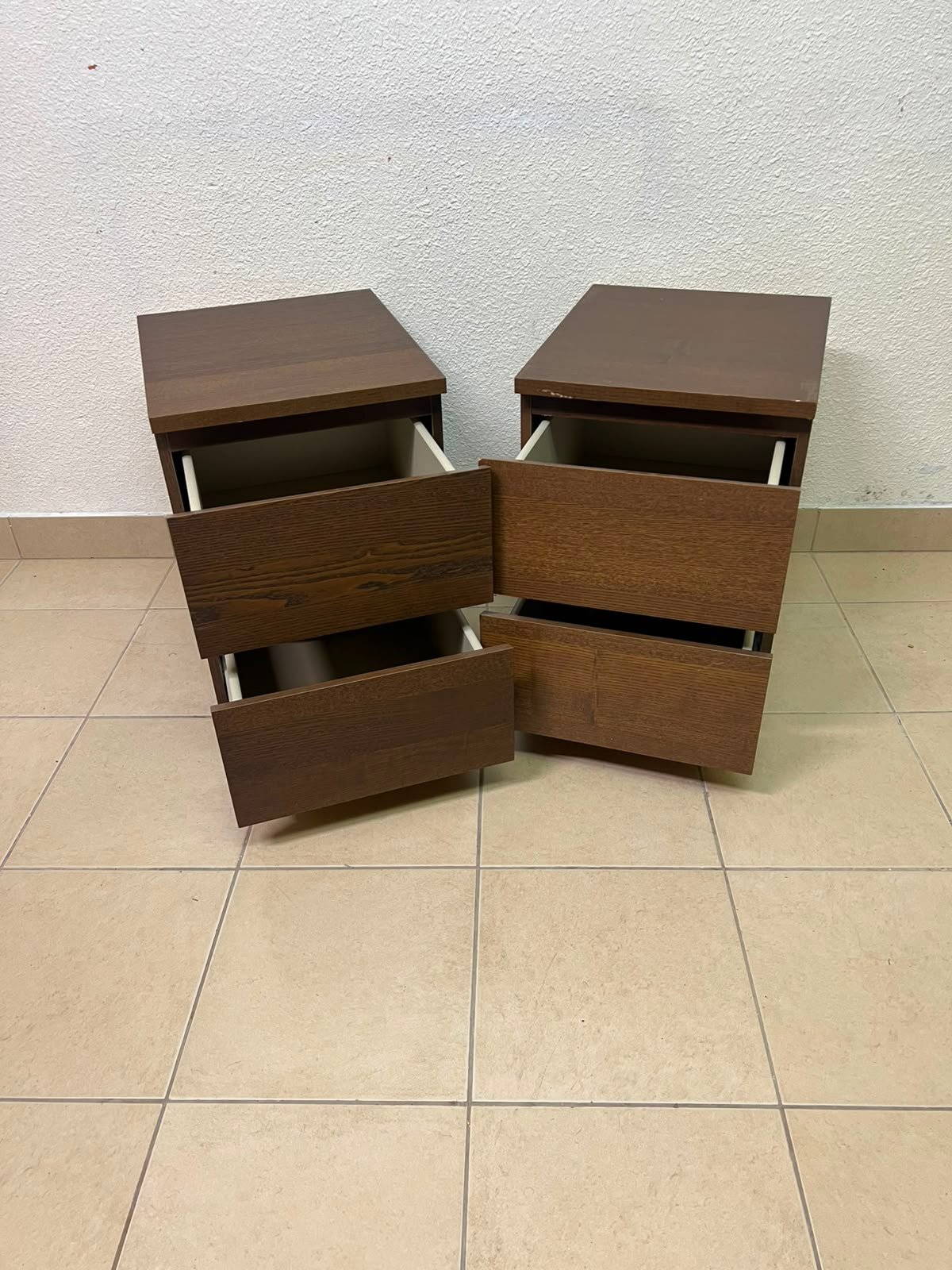 Minimalist Walnut 2-Drawer Nightstand Set – Handleless Bedside Tables with Rich Wood Grain Finish (Set of 2) - Image 14