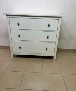 3-Drawer White Dresser / Chest of Drawers with Contrast Black Knobs – Minimalist Storage Cabinet for Bedroom & Living Room - Image 6