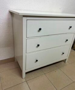3-Drawer White Dresser / Chest of Drawers with Contrast Black Knobs – Minimalist Storage Cabinet for Bedroom & Living Room - Image 7