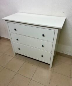 3-Drawer White Dresser / Chest of Drawers with Contrast Black Knobs – Minimalist Storage Cabinet for Bedroom & Living Room - Image 9