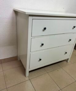 3-Drawer White Dresser / Chest of Drawers with Contrast Black Knobs – Minimalist Storage Cabinet for Bedroom & Living Room - Image 10
