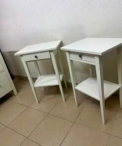 Set of 2 Minimalist White Bedside Tables / Nightstands with Drawer & Open Bottom Shelf – Contrast Black Knob - Image 3