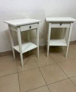 Set of 2 Minimalist White Bedside Tables / Nightstands with Drawer & Open Bottom Shelf – Contrast Black Knob - Image 4