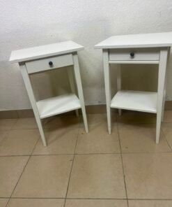 Set of 2 Minimalist White Bedside Tables / Nightstands with Drawer & Open Bottom Shelf – Contrast Black Knob - Image 6