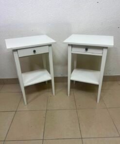 Set of 2 Minimalist White Bedside Tables / Nightstands with Drawer & Open Bottom Shelf – Contrast Black Knob - Image 7