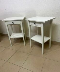 Set of 2 Minimalist White Bedside Tables / Nightstands with Drawer & Open Bottom Shelf – Contrast Black Knob - Image 12