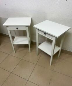 Set of 2 Minimalist White Bedside Tables / Nightstands with Drawer & Open Bottom Shelf – Contrast Black Knob - Image 11