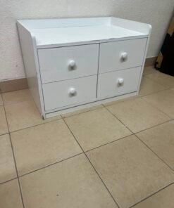 Compact White 4-Drawer Storage Cabinet with Raised Top Tray – Versatile Mini Dresser for Bedroom, Nursery, or Playroom - Image 4