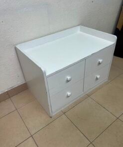 Compact White 4-Drawer Storage Cabinet with Raised Top Tray – Versatile Mini Dresser for Bedroom, Nursery, or Playroom - Image 8