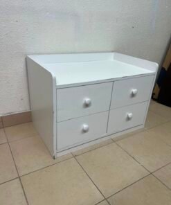Compact White 4-Drawer Storage Cabinet with Raised Top Tray – Versatile Mini Dresser for Bedroom, Nursery, or Playroom - Image 10