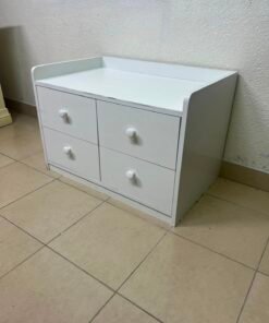 Compact White 4-Drawer Storage Cabinet with Raised Top Tray – Versatile Mini Dresser for Bedroom, Nursery, or Playroom - Image 12