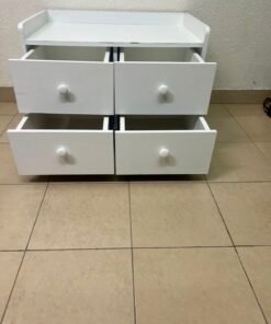 Compact White 4-Drawer Storage Cabinet with Raised Top Tray – Versatile Mini Dresser for Bedroom, Nursery, or Playroom - Image 13