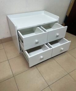 Compact White 4-Drawer Storage Cabinet with Raised Top Tray – Versatile Mini Dresser for Bedroom, Nursery, or Playroom - Image 16