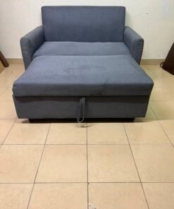 Compact Dark Slate-Grey 2-Seater Loveseat – Minimalist Fabric Sofa with Sturdy Frame for Apartments, Dorms & Guest Rooms - Image 2