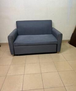 Compact Dark Slate-Grey 2-Seater Loveseat – Minimalist Fabric Sofa with Sturdy Frame for Apartments, Dorms & Guest Rooms