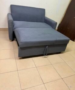 Compact Dark Slate-Grey 2-Seater Loveseat – Minimalist Fabric Sofa with Sturdy Frame for Apartments, Dorms & Guest Rooms - Image 4