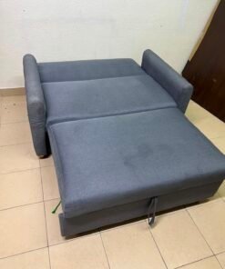 Compact Dark Slate-Grey 2-Seater Loveseat – Minimalist Fabric Sofa with Sturdy Frame for Apartments, Dorms & Guest Rooms - Image 9