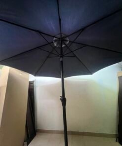 Square Dark Grey Patio Umbrella with Crank & Tilt – Complete Outdoor Garden Set with Heavy Grey Stone Base & Black Pole - Image 4