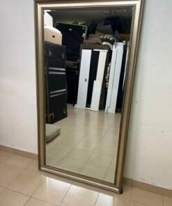 Large Ornate Gold Framed Full-Length Mirror – Classic Wall Mirror with Beaded & Rope Twist Detailing for Bedroom, Hallway, or Dressing Room