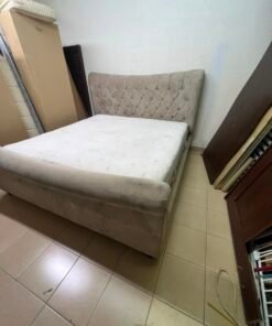 A classic diamond-patterned quilted bed with a mattress featuring soft velvet fabric in beige or gray. - Image 10