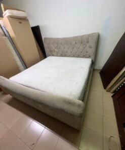 A classic diamond-patterned quilted bed with a mattress featuring soft velvet fabric in beige or gray. - Image 11