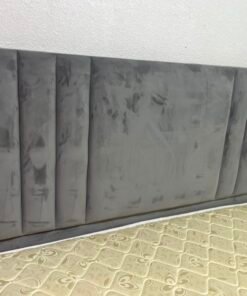 Complete Upholstered Grey Bed Set – Vertical Channel-Tufted Headboard, Cream Quilted Mattress & Matching Dark Grey Divan Base - Image 5