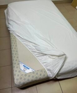 IKEA SULTAN Mattress with White Fitted Sheet – Quilted Cream Fabric with Grey Floral Pattern - Image 2