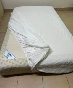 IKEA SULTAN Mattress with White Fitted Sheet – Quilted Cream Fabric with Grey Floral Pattern - Image 3