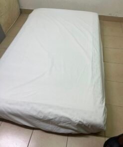 IKEA SULTAN Mattress with White Fitted Sheet – Quilted Cream Fabric with Grey Floral Pattern - Image 5