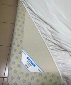 IKEA SULTAN Mattress with White Fitted Sheet – Quilted Cream Fabric with Grey Floral Pattern - Image 6