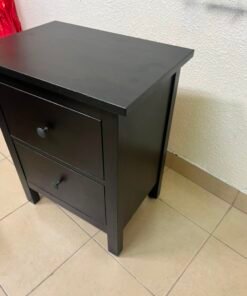 Minimalist Dark Charcoal 2-Drawer Nightstand – Modern Bedside Table with Contrast Round Knobs & Sturdy Square Legs - Image 8
