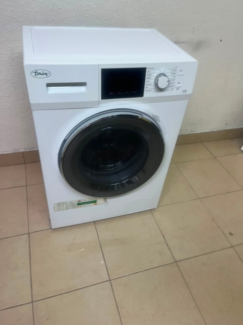 Terim Front-Loading Washing Machine – White Automatic Washer with Digital Display, Rotary Dial, & Large Glass Door - Image 3