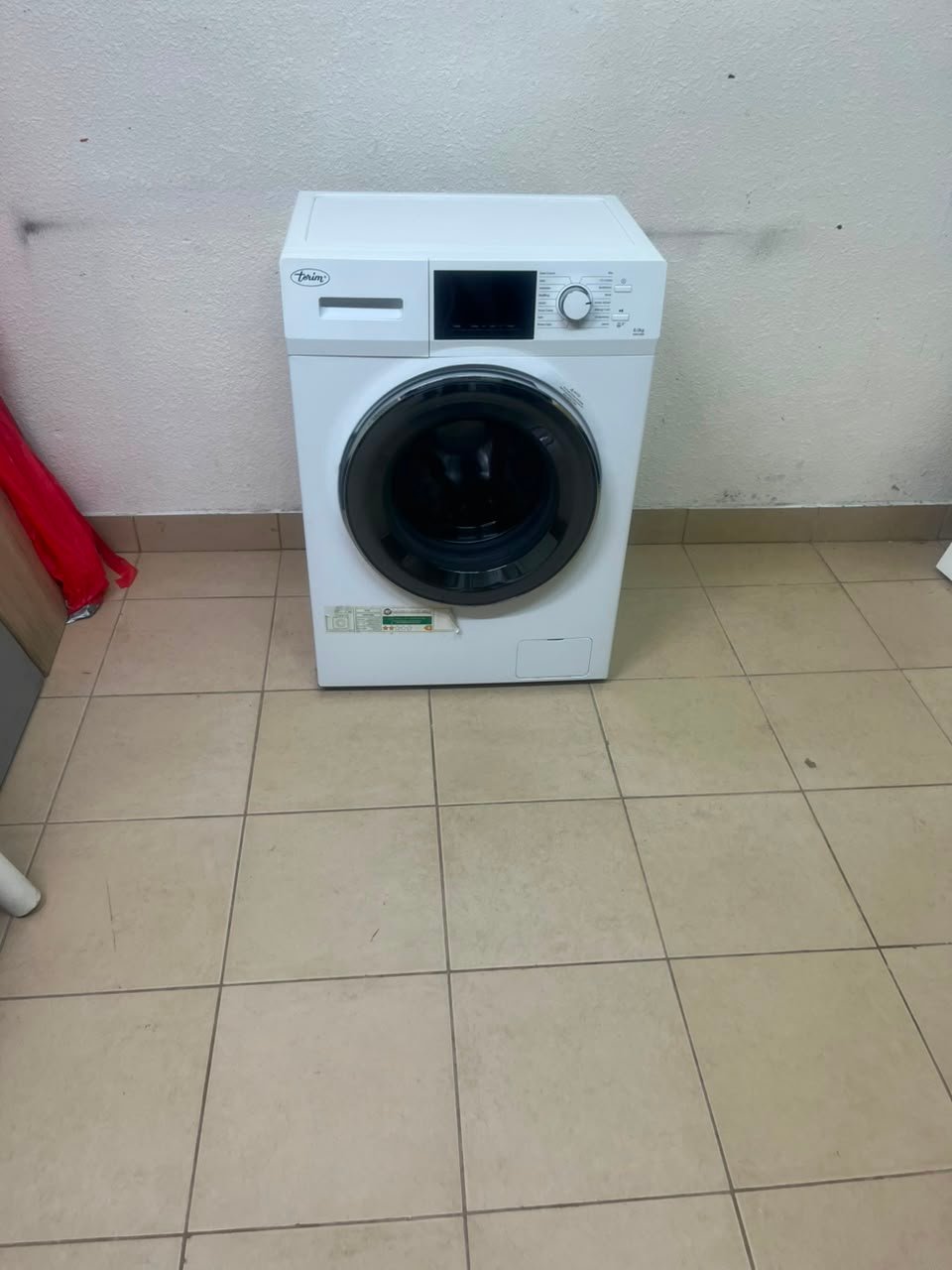 Terim Front-Loading Washing Machine – White Automatic Washer with Digital Display, Rotary Dial, & Large Glass Door