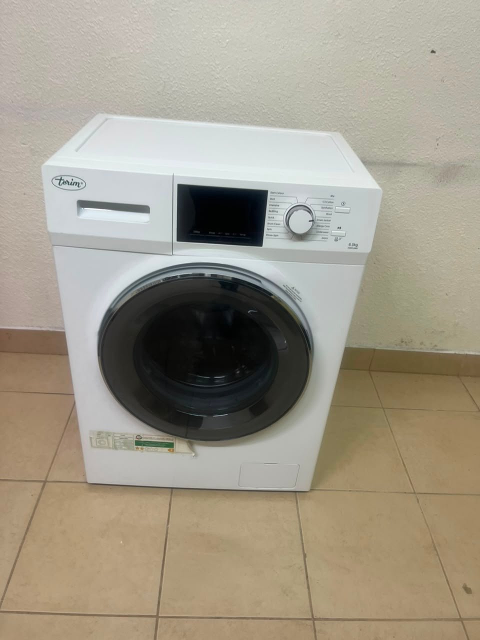 Terim Front-Loading Washing Machine – White Automatic Washer with Digital Display, Rotary Dial, & Large Glass Door - Image 9