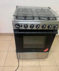 Midea Freestanding 4-Burner Gas Cooker with Oven – Stainless Steel Stove with Foldable Glass Lid & Storage Drawer
