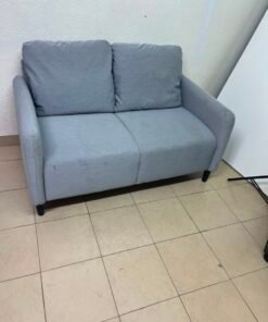 Modern Light Grey 2-Seater Loveseat / Small Sofa – Compact Design with Loose Back Cushions & Short Black Legs - Image 2