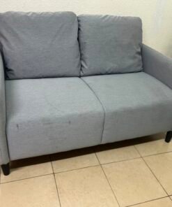 Modern Light Grey 2-Seater Loveseat / Small Sofa – Compact Design with Loose Back Cushions & Short Black Legs - Image 4