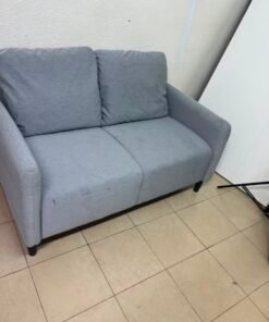 Modern Light Grey 2-Seater Loveseat / Small Sofa – Compact Design with Loose Back Cushions & Short Black Legs - Image 5