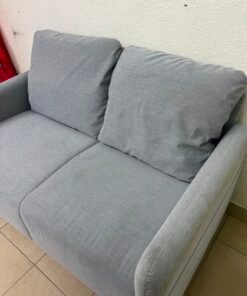 Modern Light Grey 2-Seater Loveseat / Small Sofa – Compact Design with Loose Back Cushions & Short Black Legs - Image 7