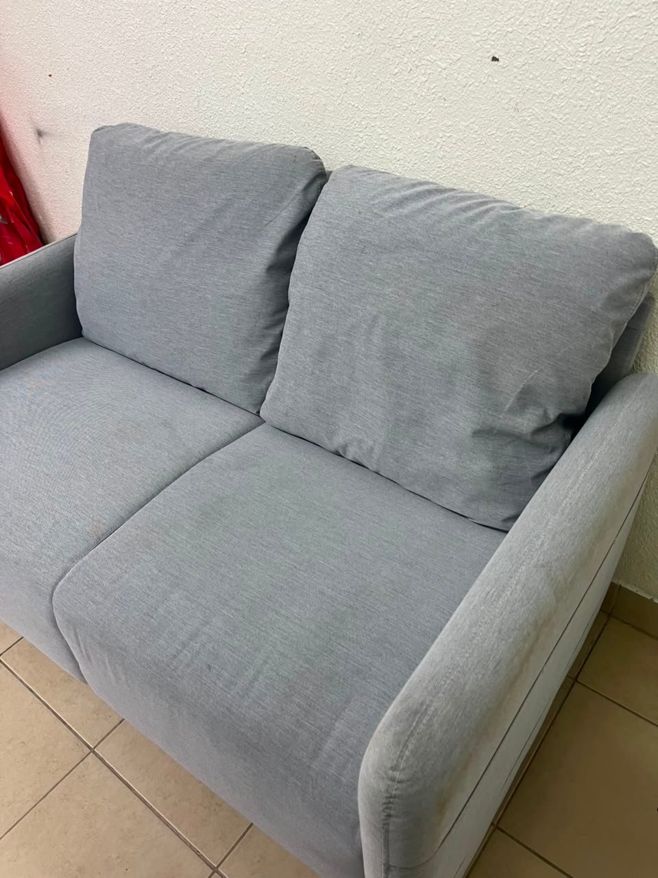 Modern Light Grey 2-Seater Loveseat / Small Sofa – Compact Design with Loose Back Cushions & Short Black Legs - Image 7