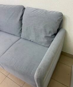 Modern Light Grey 2-Seater Loveseat / Small Sofa – Compact Design with Loose Back Cushions & Short Black Legs - Image 8