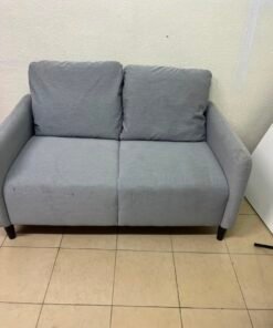Modern Light Grey 2-Seater Loveseat / Small Sofa – Compact Design with Loose Back Cushions & Short Black Legs - Image 9