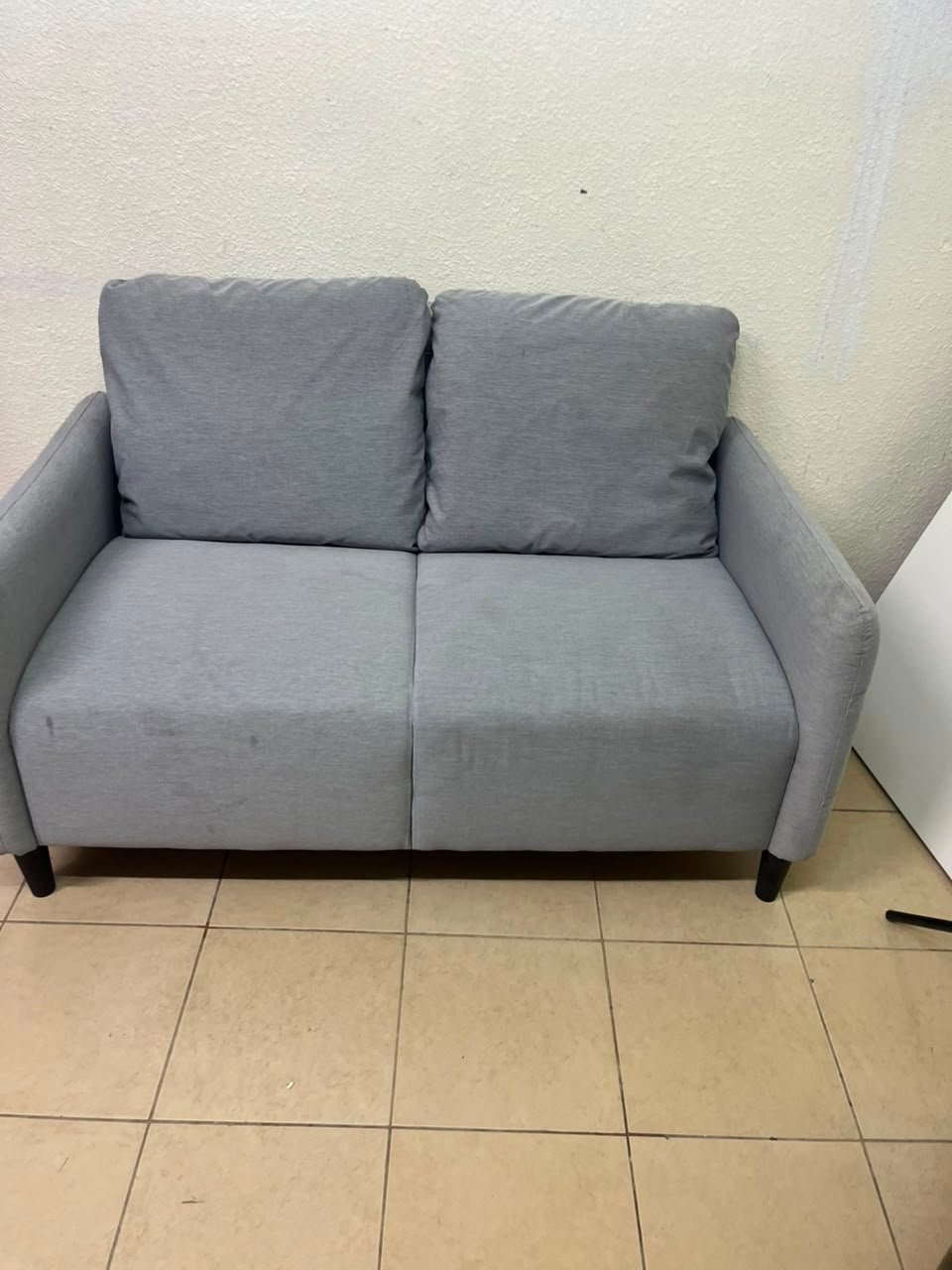 Modern Light Grey 2-Seater Loveseat / Small Sofa – Compact Design with Loose Back Cushions & Short Black Legs - Image 9