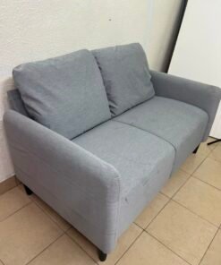 Modern Light Grey 2-Seater Loveseat / Small Sofa – Compact Design with Loose Back Cushions & Short Black Legs - Image 10