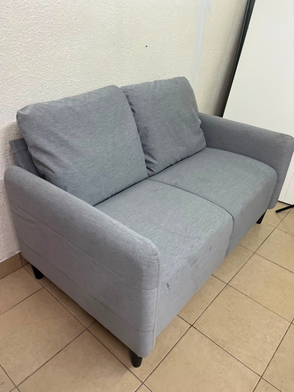 Modern Light Grey 2-Seater Loveseat / Small Sofa – Compact Design with Loose Back Cushions & Short Black Legs - Image 10